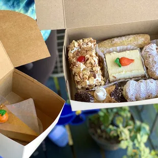 a variety of pastries in a box