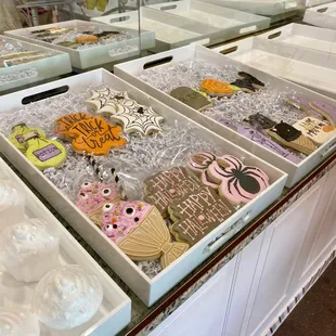 Examples of decorated cookies, bakery coming October 1st.