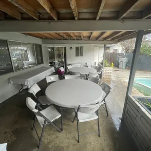 Premium Backyard  Party Package 
  2 Circle Tables 
  2 Long Tables 
  14 Chairs