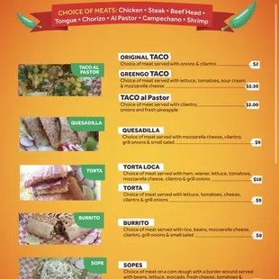 menu
