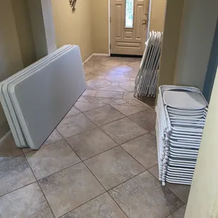 Chairs and tables delivered by the business