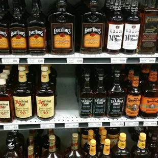 a variety of liquors on display