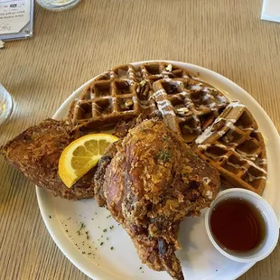 Carrot cake chicken and waffles