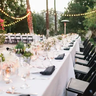 Wedding tables chairs and linens set up by Party Plus Rentals (the flowers were done by the coordinator)