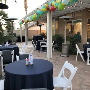 Table, chair, linen and heater rentals