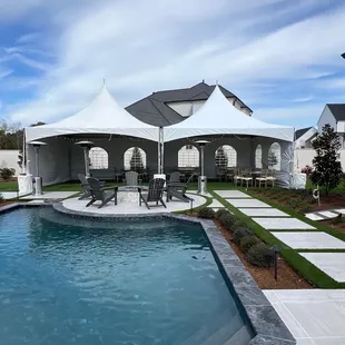 20" x 40" tent with string lighting and sidewalls