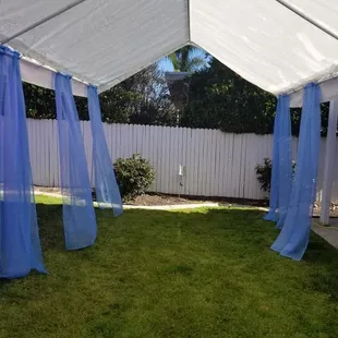 Small examples of the canopy set up with added decorative elements.