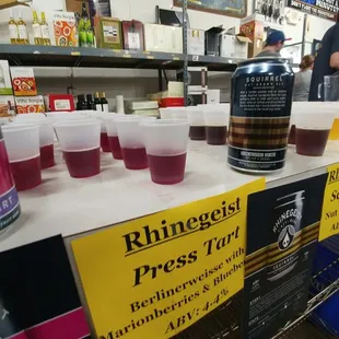 a variety of drinks for sale