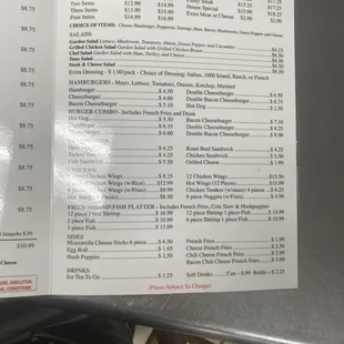 the menu