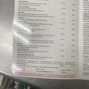 the menu