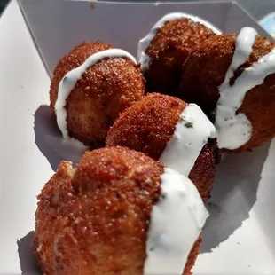 Sauerkraut balls with cilantro lime sourcream