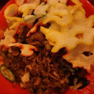 a plate of food on a table