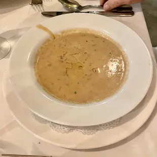 Mushroom and foie gras soup, wow!