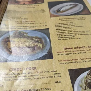 a menu for a restaurant