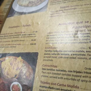 a menu for a mexican restaurant