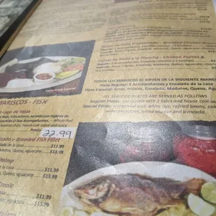 a menu for a mexican restaurant