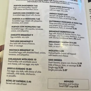 Breakfast Menu Fal 2023