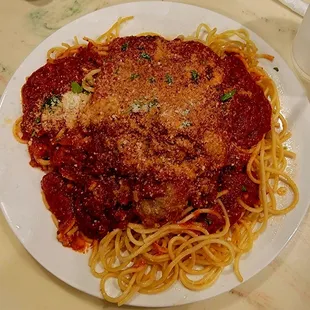 Spaghetti + meatballs