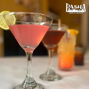 two cocktails on a table