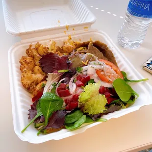 Gyro+Fried Cauliflower combo over rice.