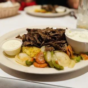 Kebab Combination (doner &amp; lamb Adana) customized with yogurt instead of rice.  Excellent!