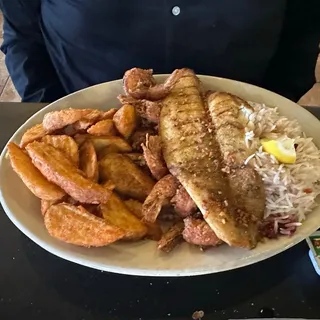 Fish and Shrimp Seafood Plate
