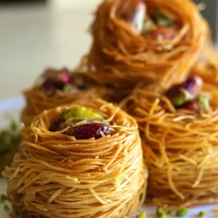 a plate of pasta nests