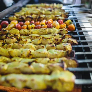 skewers of grilled vegetables