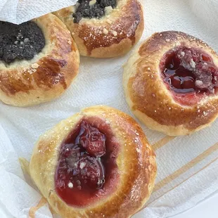 four pastries in a box
