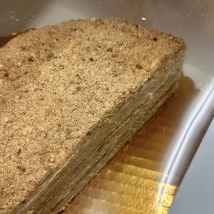 Honey cake, not too sweet, soft. Perfection