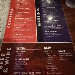 menu