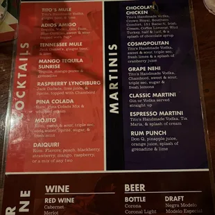 menu