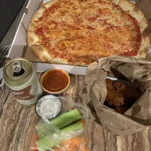 Cheese Pizza and wings