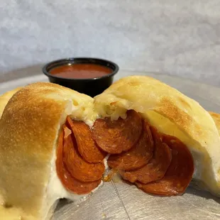 Pepperoni filled calzone