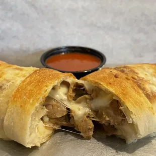 Italian sausage filled Stromboli