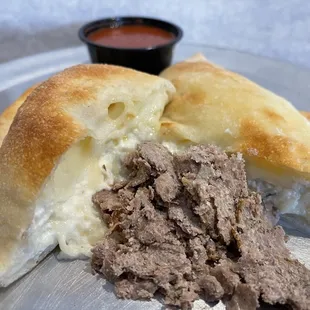 Meatball filled calzone