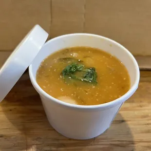 Freshly made authentic Pasta e fagioli soup