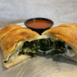 Spinach and mozzarella Stromboli