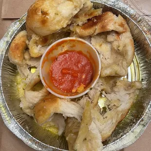 Undercooked doughy garlic knots