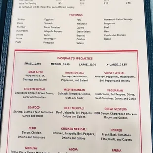 menu