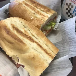 a sandwich in a basket