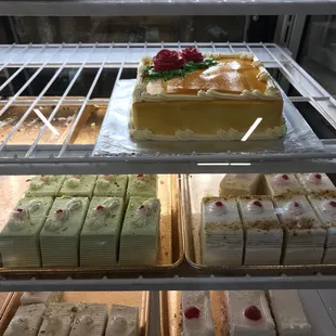 a variety of cakes