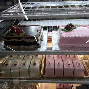 a variety of cakes