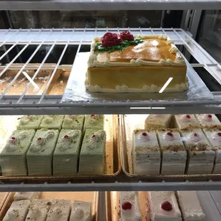 a variety of cakes