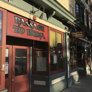 the entrance to the restaurant