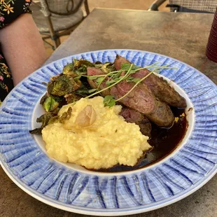 Lamb with polenta and Brussel sprouts