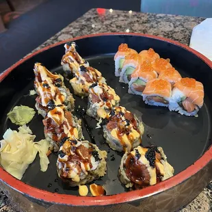 Fiesta roll and crazy salmon