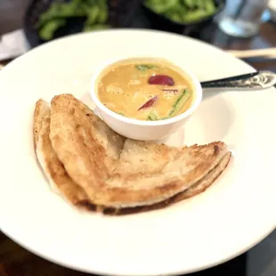 Roti Canai - best thing I ate. They can make this without the chicken.