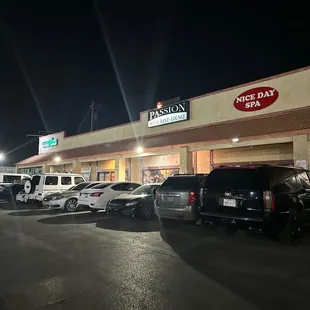 a parking lot at night