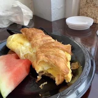 Ham and cheese croissant sandwich